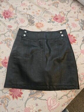 Black Faux Leather Mini Skirt - Women